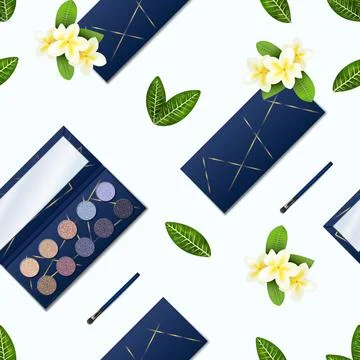 Eyeshadow pattern. Realistic seamless texture of makeup palette with glitter Stock Illustration