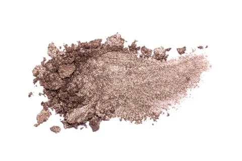 Eyeshadow sample isolated on white background. Crushed brown metallic eyeshad Stock Photos