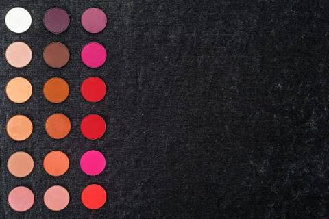Eyeshadow set in flat rows Stock Photos