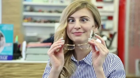 Eyesight correction using glasses Video stock 83637523