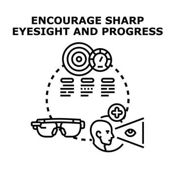 Eyesight improvement progress concept with optical examination Stock Illustration