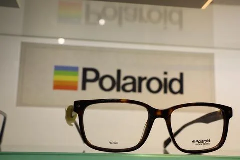 Eyewear accessory displayed in front of Vision care sign 写真素材
