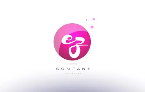 Ez e z  sphere pink 3d hand written alphabet letter logo Stock Illustration