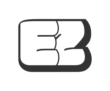 EZ logo, bubble comic lettering, rounded in graffiti style black and white .. Stock Illustration