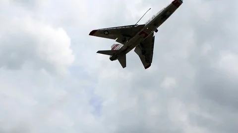 F-100 Super Sabre Flying Overhead For a Landing Stock Footage 100525585