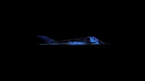 F 117 Nighthawk Digital Blueprint Scan Wireframe. Stockbeeldmateriaal 125986152