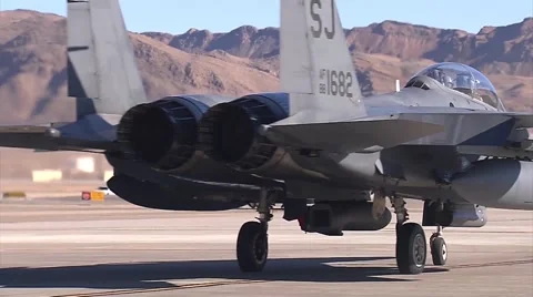 F-15 Eagle close up of engine at the Red Flag exercise 16-1 Video stock 60133141