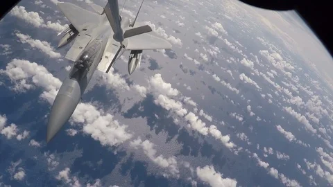 F-15 Eagle completes aerial refueling during exercise Cope North Stock Footage 103675900