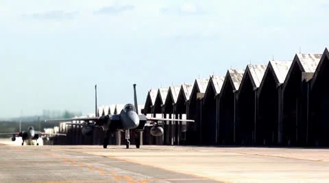 F-15 Eagle fighter jet taxing in Stock Footage 24857725