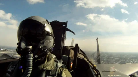 F-15 Fly-over Cockpit View of Pilot Stock Footage 37127668