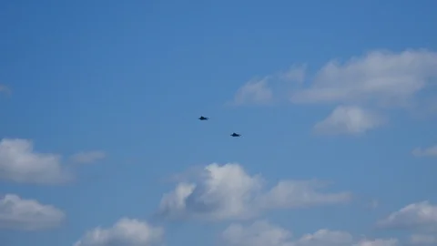 F-15 Strike Eagle Formation Flyby Stock Footage 114430264