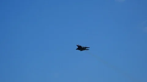 F-15 Strike Eagle Performing a Flyby Stock Footage 114429729