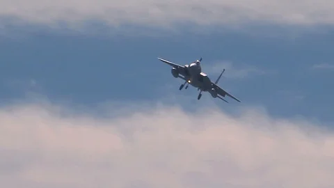 F-15E Strike Eagle flying above coming in for a landing Stock Footage 114083908