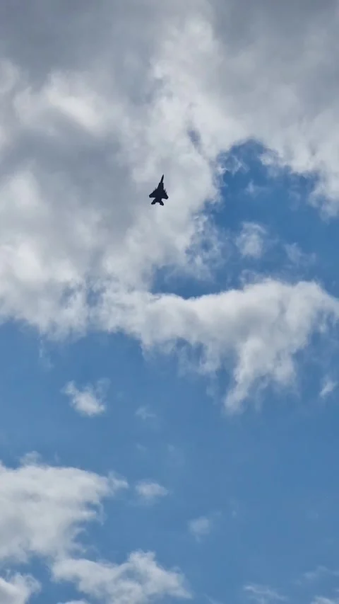 F-15EX Fighter Jet Flying At Farnborough International Airshow 2024, UK 動画素材 280210605