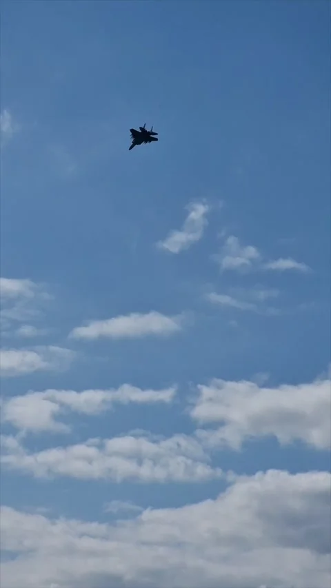 The F-16 Fighter Jet In Flight At The Farnborough International Airshow 2024, UK Stock Footage 280210626