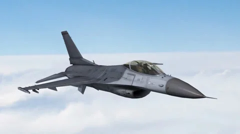 F-16 Fighter Jet fly over the clouds Stock Footage 36054318