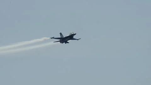 F-16 Fighter Jet Performs Acrobatic Maneuver Stock Footage 329668858