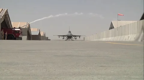 F-16 fighter jets from  Royal Netherlands Air Force Leave Camp Marmal Stock-Footage 41040993
