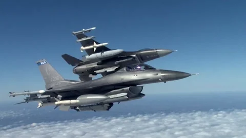 F-16 Fighting Falcon In Flight Stock Footage 296400433
