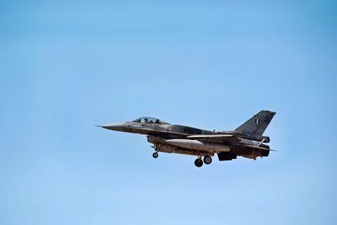 F-16 Fighting Falcon of the Hellenic Air Force landing Stock Photos