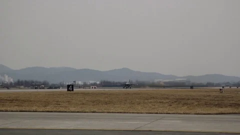 F-16 Fighting Falcon takes off from Osan Air Base, South Korea Stock Footage 108434723