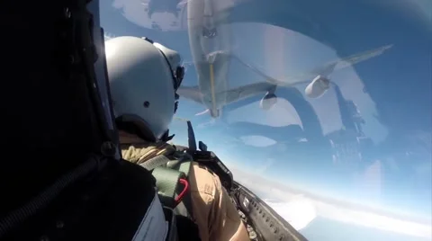 F-16 flies off after being refueled Stock Footage 51842365