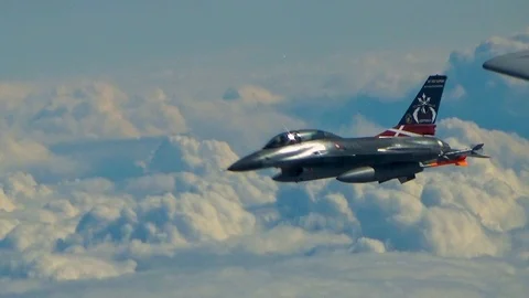 F-16 goes under the wing Video stock 116175159