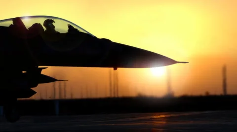 F-16 jet fighter on runway preparing for takeoff. Stock Footage 5298993