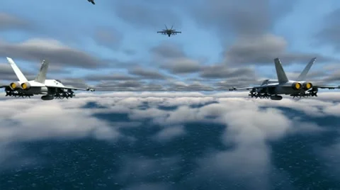 F-18 Fighter Jet Squadron Stock Footage