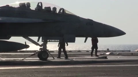 F/A-18 Hornets and EA-6B Prowlers Launch From Aircraft Carrier Stock Footage 51220433