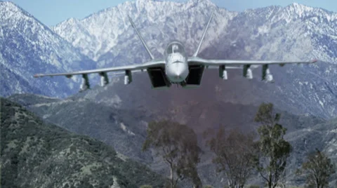 F-18 In the Mountains Stock Footage 33400477