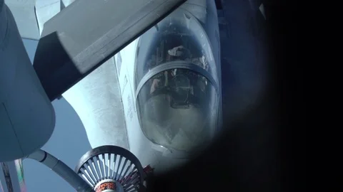 F/A-18 probe and drogue aerial refueling over Iraq Stock-Footage 90037282