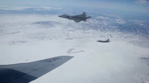 F-22 Aerial Refuel-Red Flag 16-1 Stock Footage 60133071