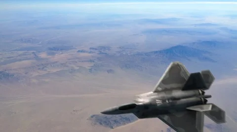F-22 fighter jet banking, cgi effect 스톡 동영상 40703301