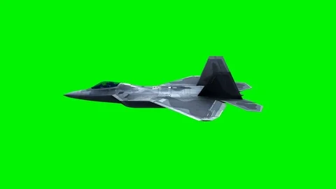 F-22 Fighter Jet, flying over city on green screen Stock Footage 71100419