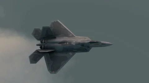 F 22 raptor , american military fighter plane.Jet plane. Fly in clouds. Stock Footage