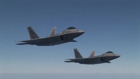 F-22 Raptor in flight Stock Footage 296592873