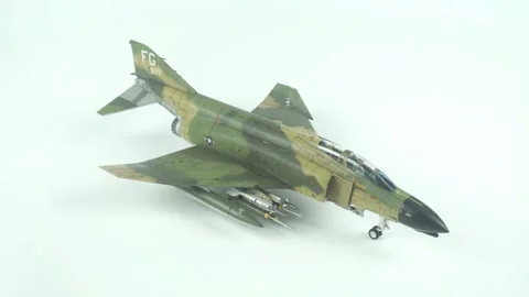 F-4 Airplane Model with Combat Load and Camouflage. Video stock 314597474