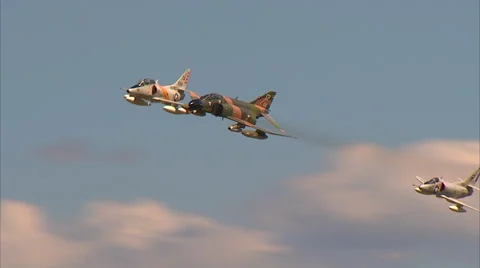 F-4 Phantom, Douglas A-4 Jet Fly By CU Video stock 41777931