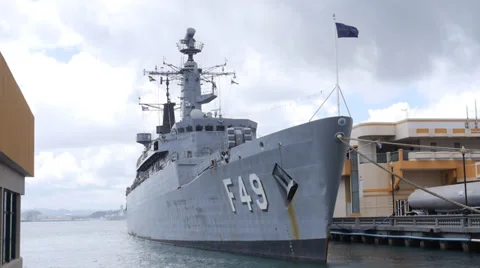 F-49 F RADEMAKER previously  HMS Battleaxe F-89 Stock Footage 30879830