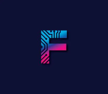 F Alphabet Technology Logo Design Concept Stock Illustration