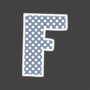 F alphabet vector letter with white and blue polka dots on black background Stock Illustration