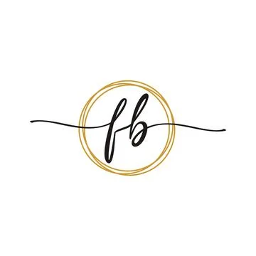 F B Initial Script Letter Beauty Logo Template Illustrazione stock