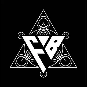 F B Monogram letter logo with triangle shape design template with sacred geom Stock Illustration