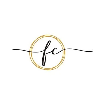 F C Initial Script Letter Beauty Logo Template Stock Illustration