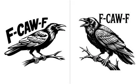 F-caw-f vector bundle, crow illustration svg, bird silhouette clipart, funn.. Stock Illustration