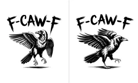 F-caw-f vector bundle, crow illustration svg, bird silhouette clipart, funn.. Stock Illustration