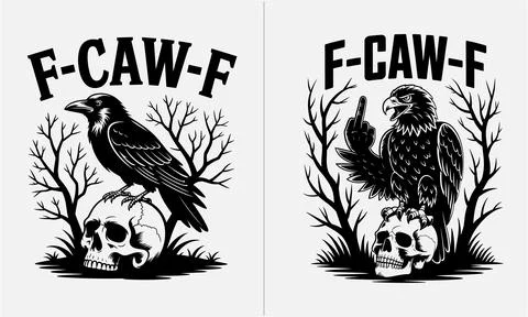 F-caw-f vector bundle, crow illustration svg, bird silhouette clipart, funn.. Stock Illustration