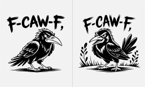 F-caw-f vector bundle, crow illustration svg, bird silhouette clipart, funn.. Stock Illustration
