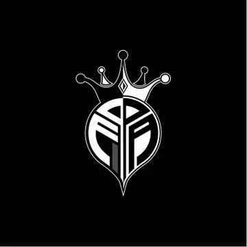 F A circle monogram logo emblem style with clown crown shape vector decoratio Stock Illustration